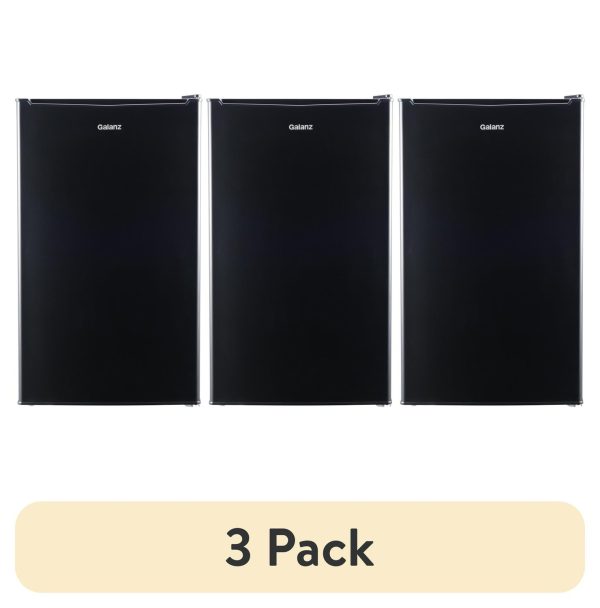 (3 pack) Galanz 3.3 Cu ft One Door Mini Fridge, Black Estar, New