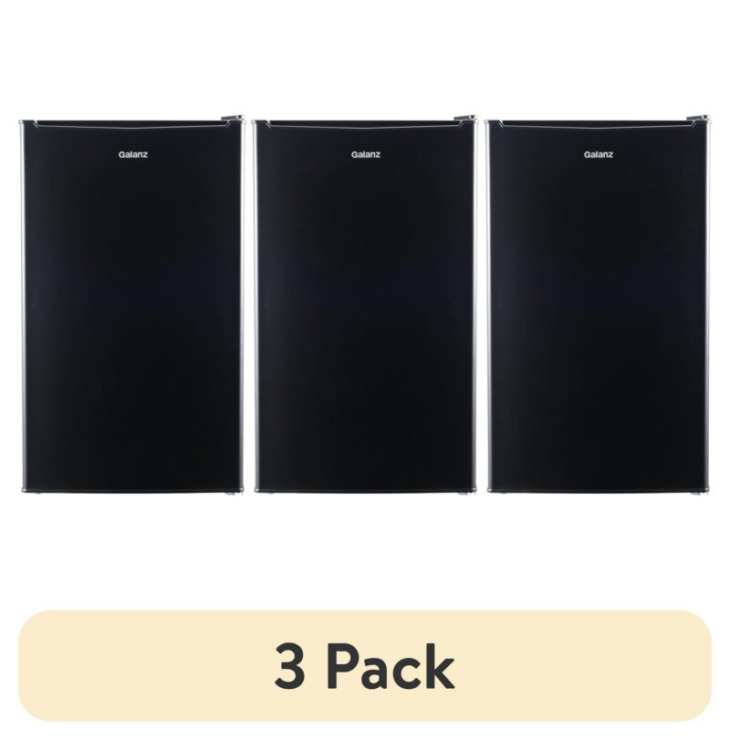 (3 pack) Galanz 3.3 Cu ft One Door Mini Fridge, Black Estar, New