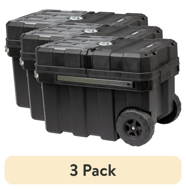(3 pack) HART 24in Rolling Tool Box, Portable Black Resin Toolbox