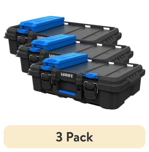 (3 pack) HART Stack System Tool Box with Small Blue Organizer and Dividers, Fits HART's Modular Storage System