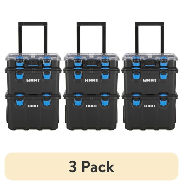 (3 pack) HART Stack System, Mobile Tool Storage and Organization, Black and Blue
