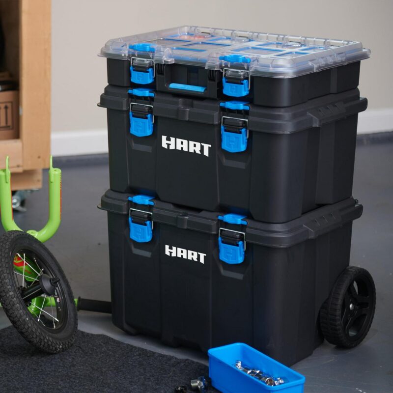(3 pack) HART Stack System, Mobile Tool Storage and Organization, Black and Blue - Image 28