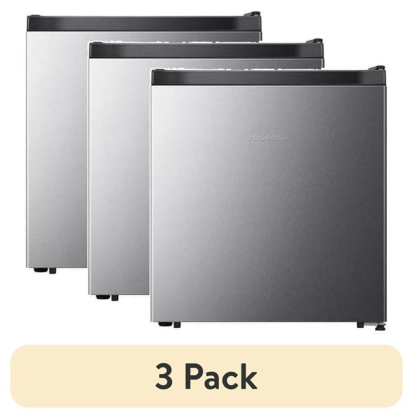 (3 pack) Hisense 1.6 Cu Ft Single Door Mini Fridge, Silver, Energy Star, 1 Year Warranty, WMS017M6XVE New