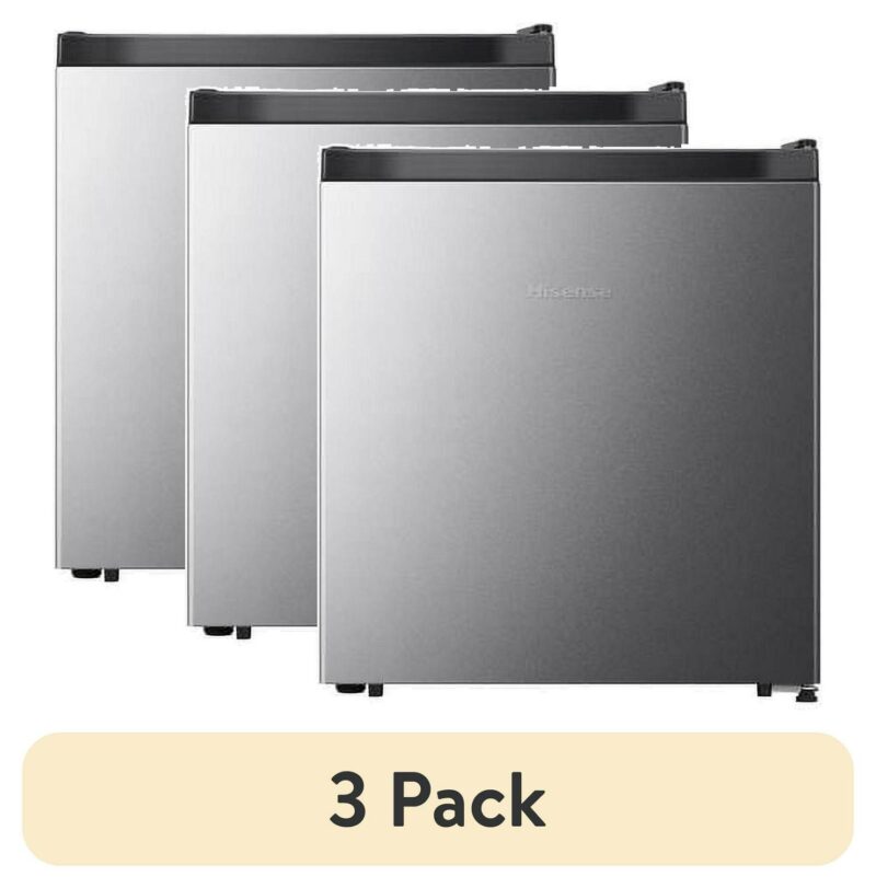 (3 pack) Hisense 1.6 Cu Ft Single Door Mini Fridge, Silver, Energy Star, 1 Year Warranty, WMS017M6XVE New