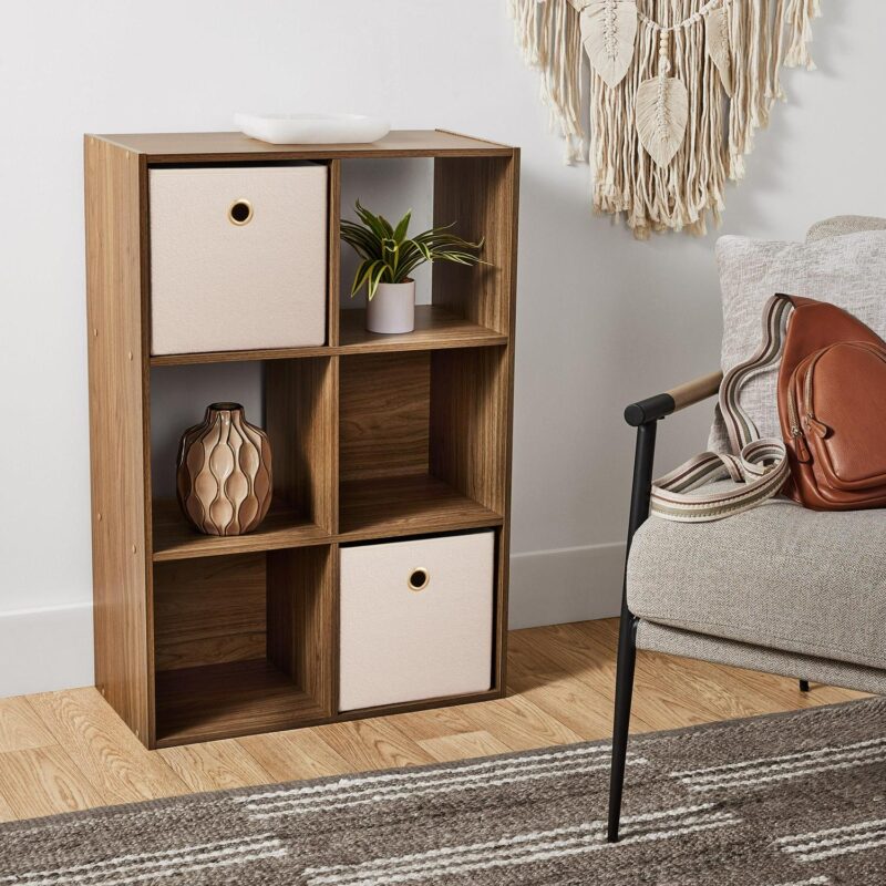 (3 pack) Mainstays 11  6-Cube Storage Organizer, Warm Walnut - Image 3