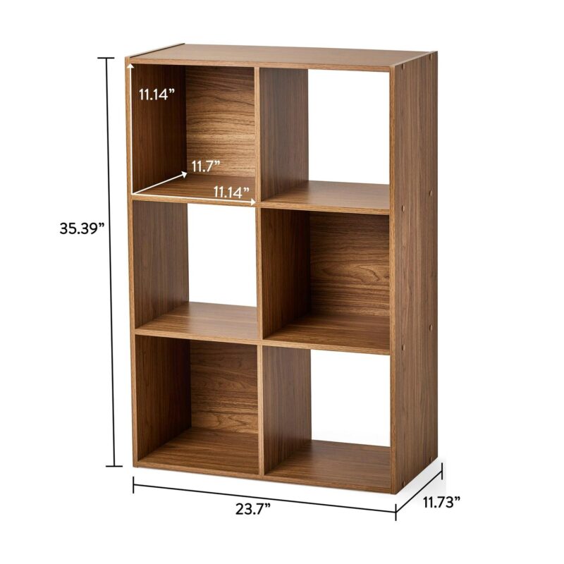 (3 pack) Mainstays 11  6-Cube Storage Organizer, Warm Walnut - Image 6
