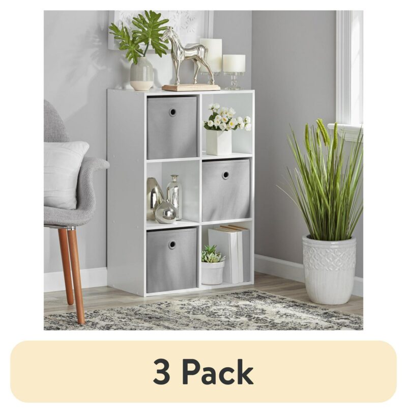 (3 pack) Mainstays 11  6-Cube Storage Organizer, White