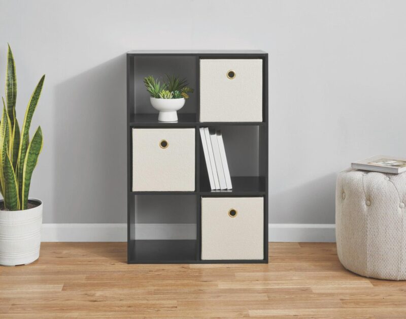 (3 pack) Mainstays 11  6-Cube Storage Organizer, Black - Image 3