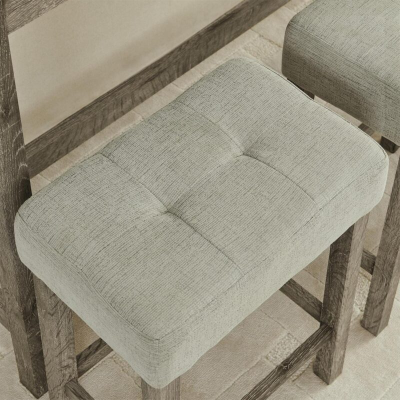 4 Piece Bar Table Set with Power Outlet,Rustic Counter Height Bar Dining Table with 3 Upholstered Stools,Kitchen Table Set for Living Room, Dining Room, Game Room,Brown - Image 5
