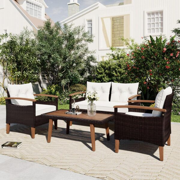 4 Piece Wicker Conve 68e0dbc9b6ac0d0dee1c42ceb4a69279