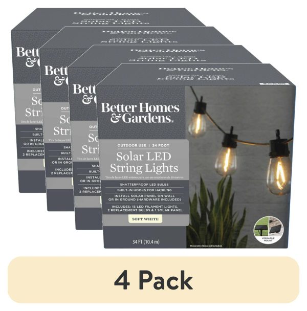 (4 pack) Better Home and Gardens Solar String Lights