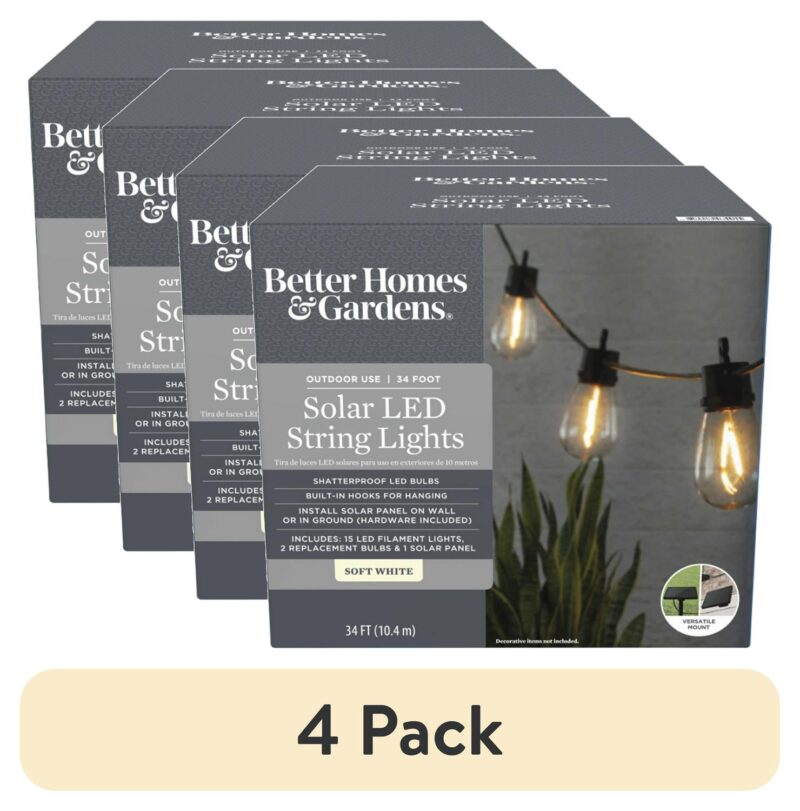 (4 pack) Better Home and Gardens Solar String Lights