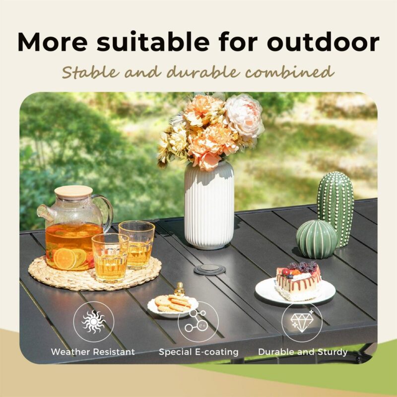 5-Piece Patio Dining Set, 4 High-Back Padded Textilene Swivel Chairs and Square Table, Grayish Brown - Image 9