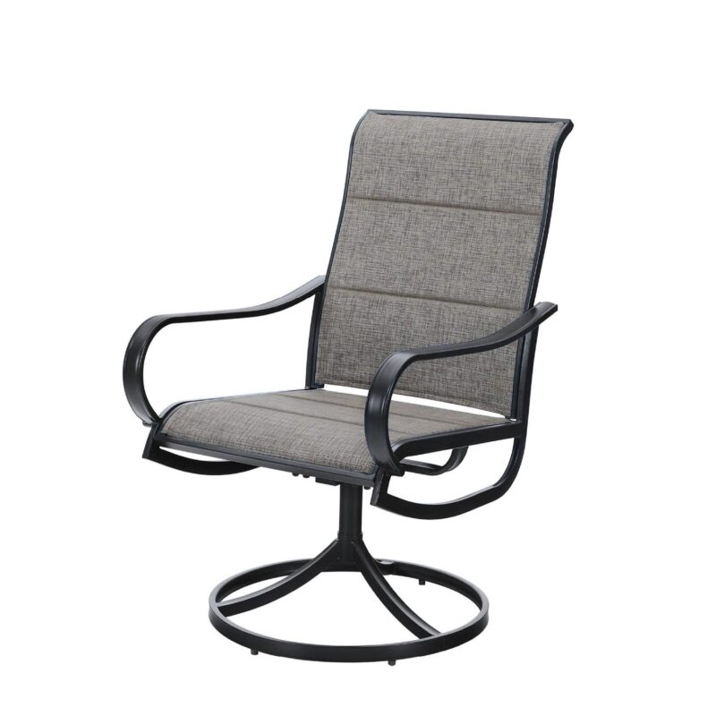 5-Piece Patio Dining Set, 4 High-Back Padded Textilene Swivel Chairs and Square Table, Grayish Brown - Image 2