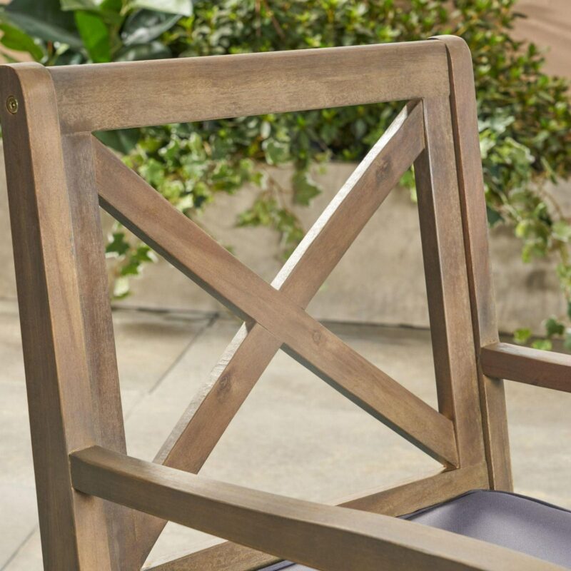 5-Piece Teak Brown Contemporary Outdoor Furniture Patio Dining Set - Gary Cushions - Image 3