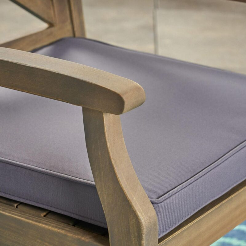 5-Piece Teak Brown Contemporary Outdoor Furniture Patio Dining Set - Gary Cushions - Image 4