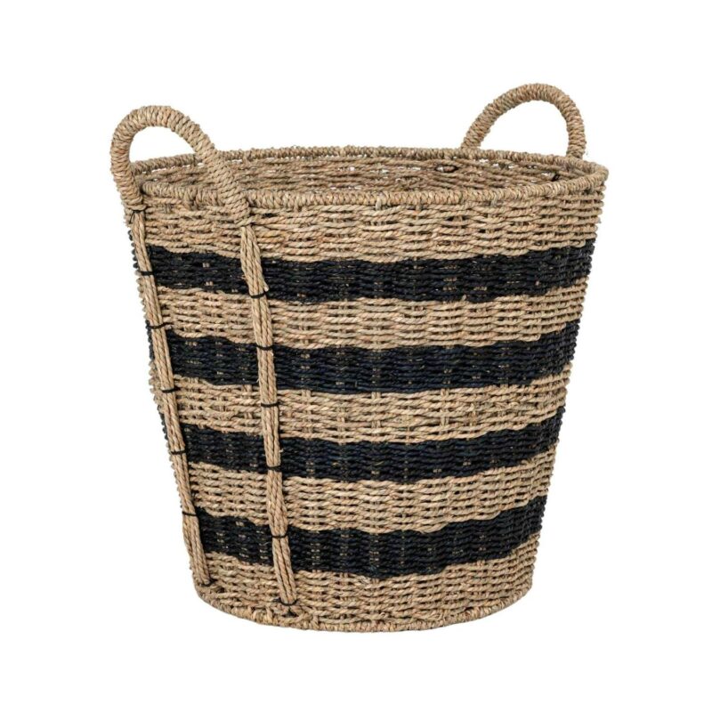 (5 pack) Better Homes and Gardens Extra Large Striped Seagrass Storage Basket with Handles - Image 2