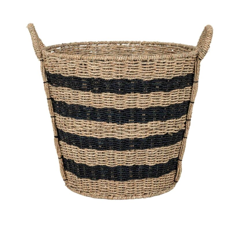 (5 pack) Better Homes and Gardens Extra Large Striped Seagrass Storage Basket with Handles - Image 4