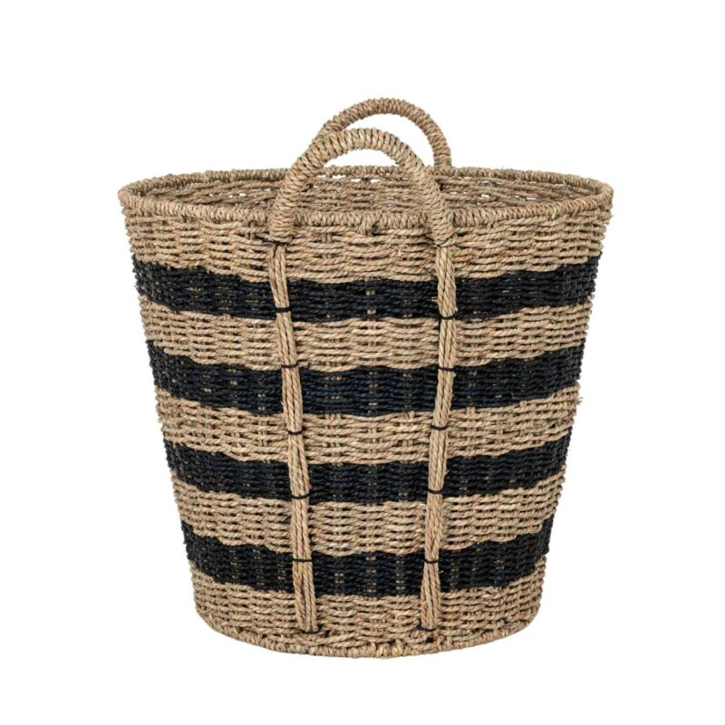 (5 pack) Better Homes and Gardens Extra Large Striped Seagrass Storage Basket with Handles - Image 3