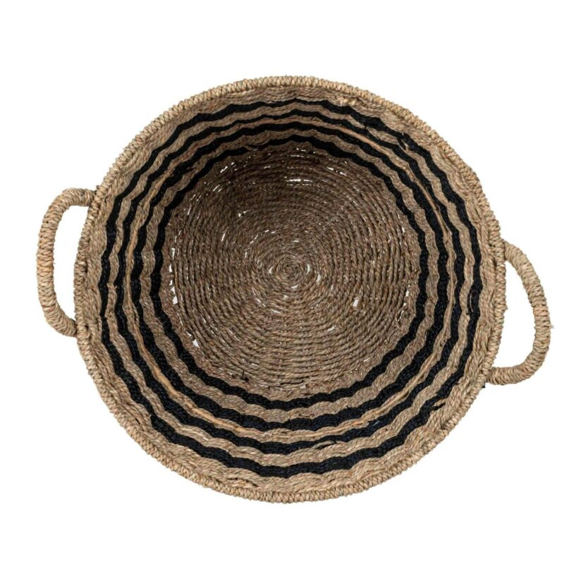 (5 pack) Better Homes and Gardens Extra Large Striped Seagrass Storage Basket with Handles - Image 5