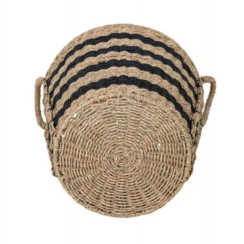 (5 pack) Better Homes and Gardens Extra Large Striped Seagrass Storage Basket with Handles - Image 6