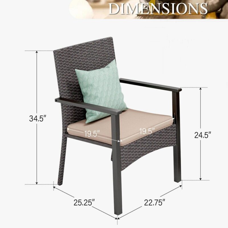 7-Piece Outdoor Patio Dining Set for 6, All-Weather Rattan Chairs and Rectangular Table with Umbrella Hole - Image 6