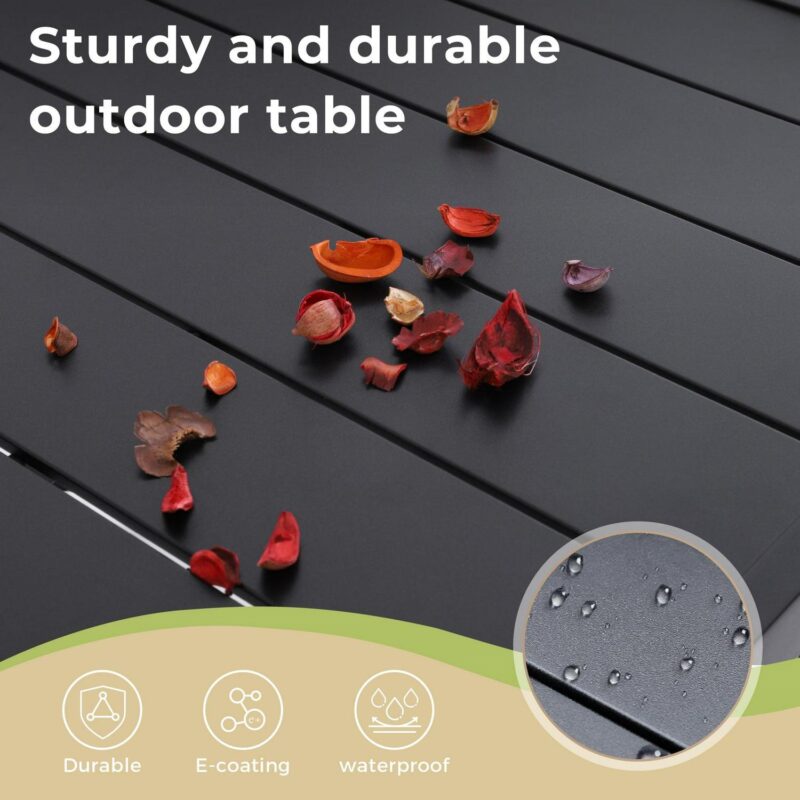 7-Piece Outdoor Patio Dining Set for 6, All-Weather Rattan Chairs and Rectangular Table with Umbrella Hole - Image 8