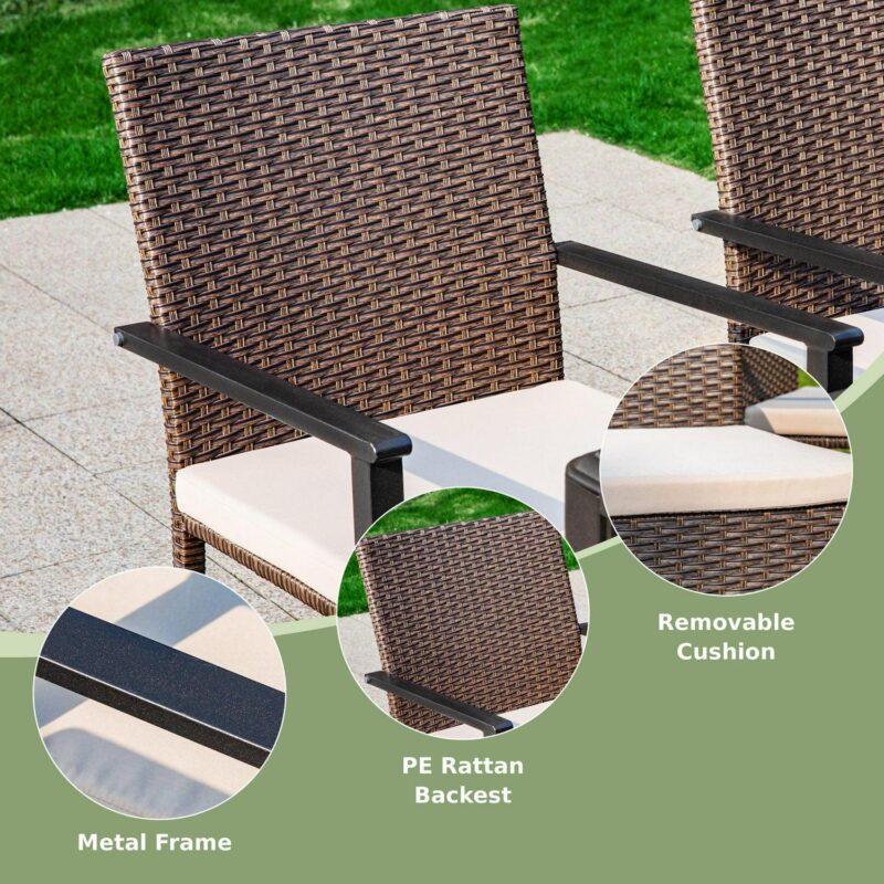 7-Piece Outdoor Patio Dining Set for 6, All-Weather Rattan Chairs and Rectangular Table with Umbrella Hole - Image 5