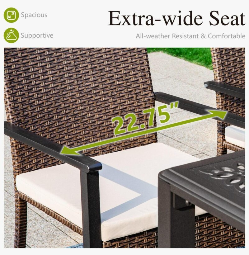 7-Piece Outdoor Patio Dining Set for 6, All-Weather Rattan Chairs and Rectangular Table with Umbrella Hole - Image 3