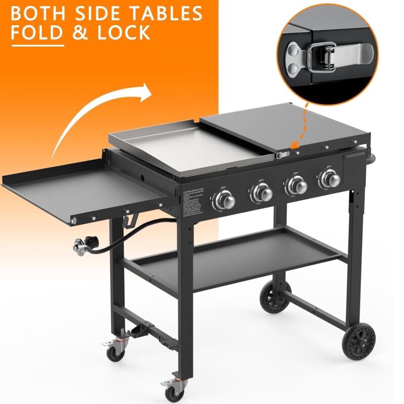 AKIUDEX 36  4-Burner Propane Outdoor Flat Top Gas Griddle Grill Cooking Station - Image 8