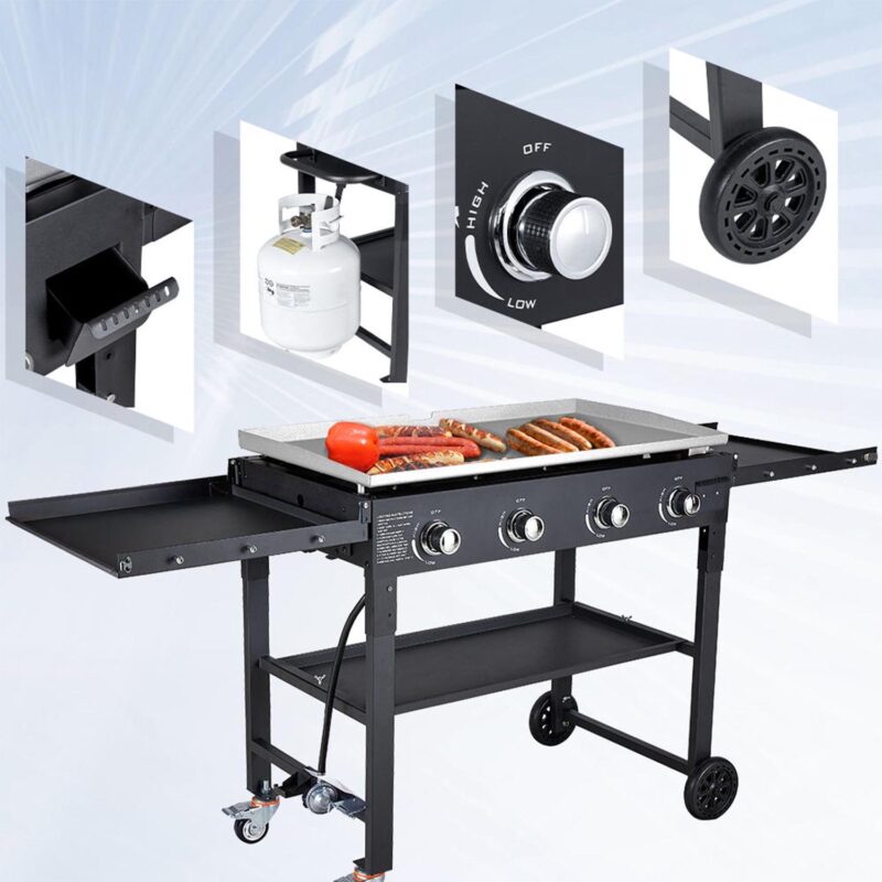AKIUDEX 36  4-Burner Propane Outdoor Flat Top Gas Griddle Grill Cooking Station - Image 9