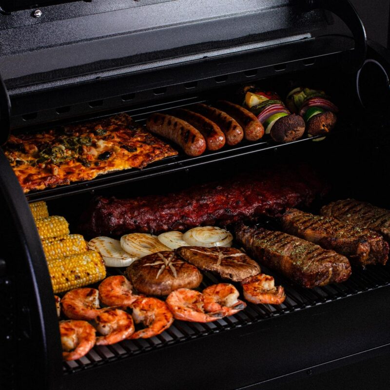 ASMOKE AS700P 700 sq. in. Skylights Wood Pellet Grill Smoker 8 in 1 BBQ - Black - Image 9