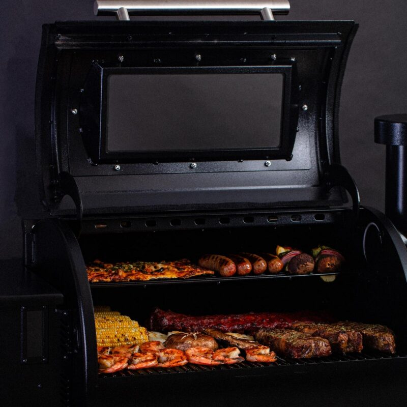 ASMOKE AS700P 700 sq. in. Skylights Wood Pellet Grill Smoker 8 in 1 BBQ - Black - Image 3