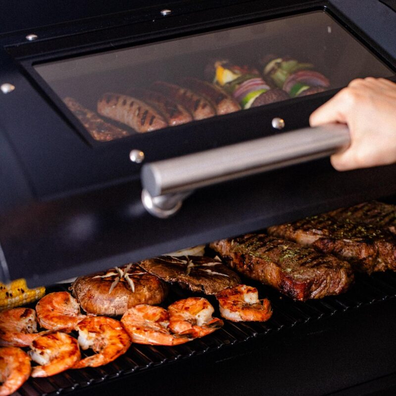 ASMOKE AS700P 700 sq. in. Skylights Wood Pellet Grill Smoker 8 in 1 BBQ - Black - Image 6