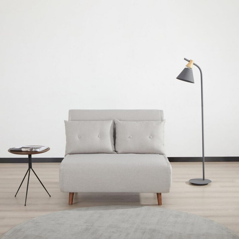 A&D Home Haru 40  Convertible Futon Chair, Linen Beige