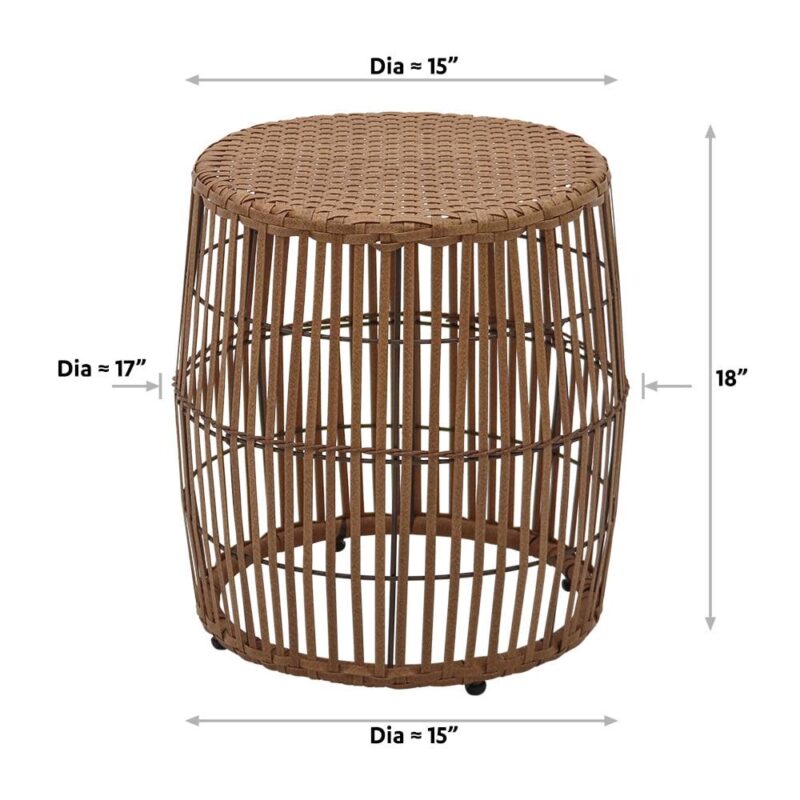 Abble 3 Pieces Patio Furniture Set Outdoor Patio Conversation Set Wicker Rattan 2-Person Seating Group Set with Coffee Table and Beige Cushions,- Natural - Image 7