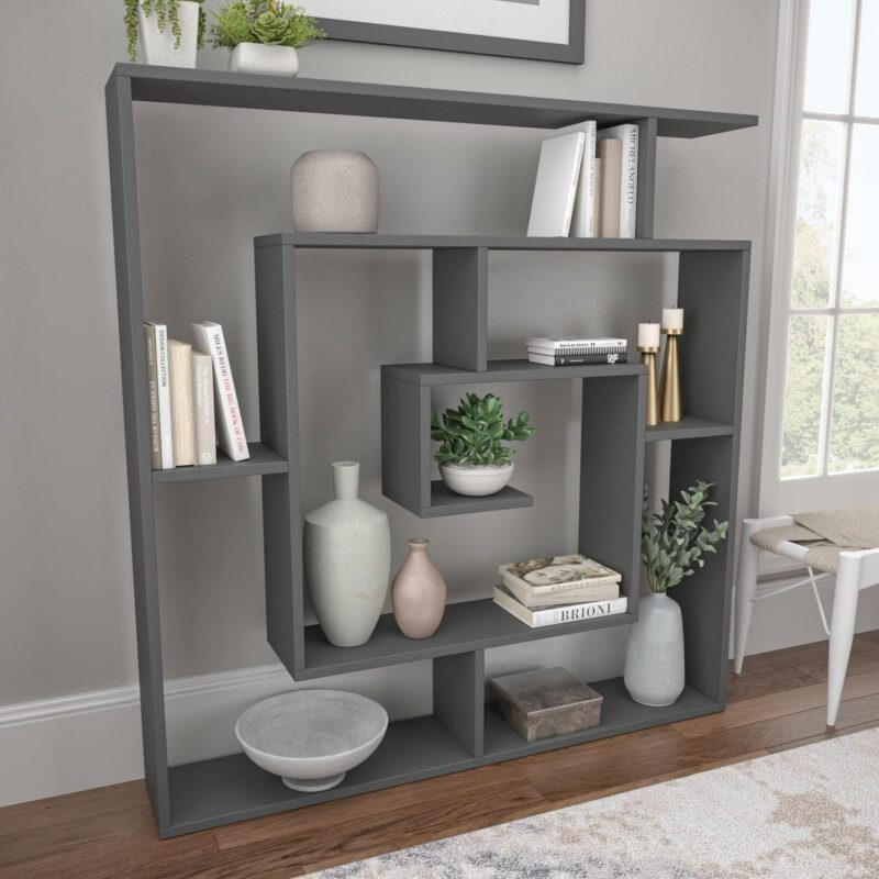 Ada Home Decor Furniture 4 Tier Open Shelf Anthracite Briscoe Modern Bookcase - Image 3