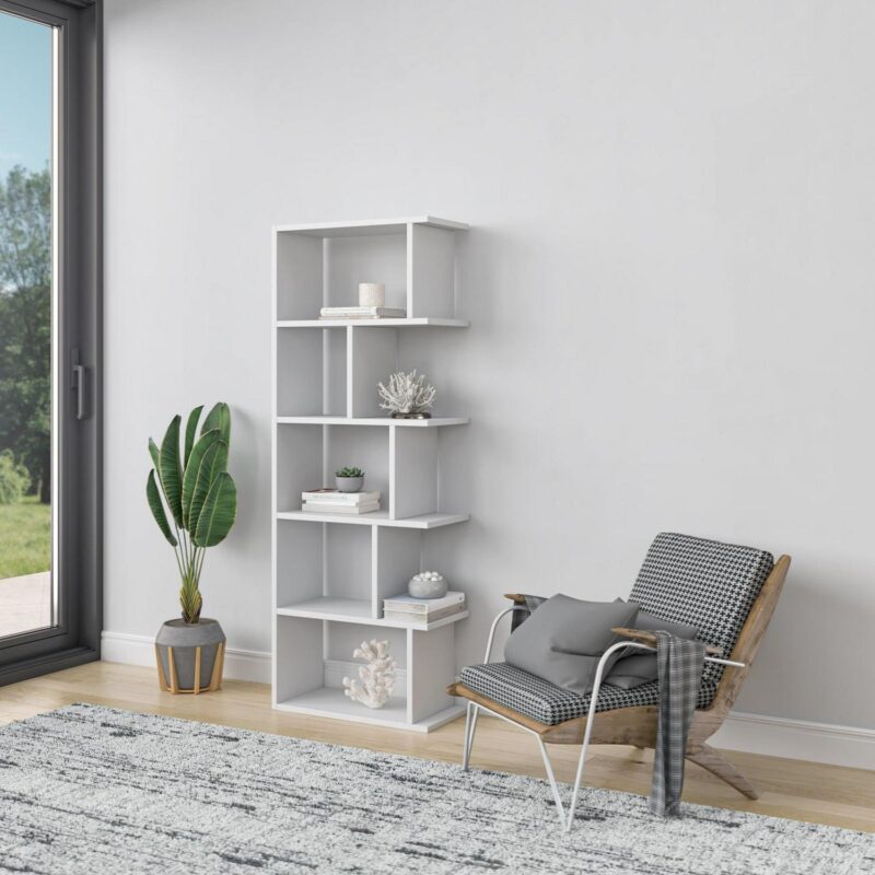 Ada Home Decor Furniture Multiple Tier Open Shelf White Bayside Modern Bookcase - Image 3