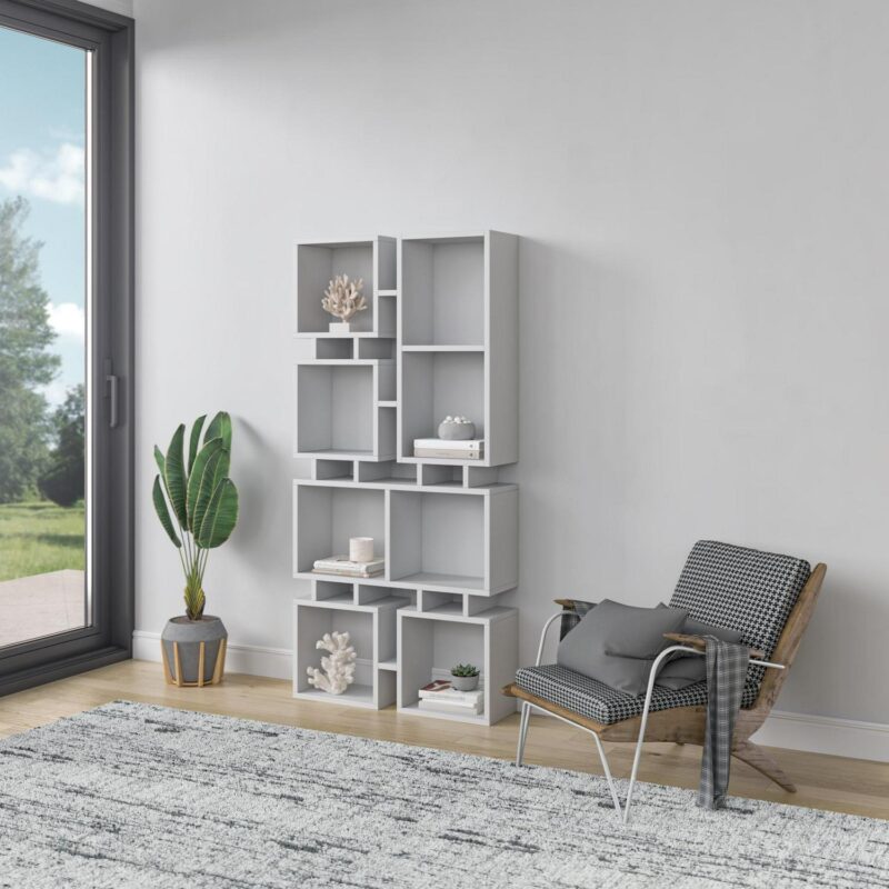Ada Home Decor Furniture 4 Tier Open Shelf White Bancroft Modern Bookcase - Image 3