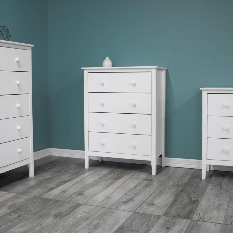 Adeptus Solid Wood Easy Pieces 4 Drawer Chest of Drawers - White - Image 8