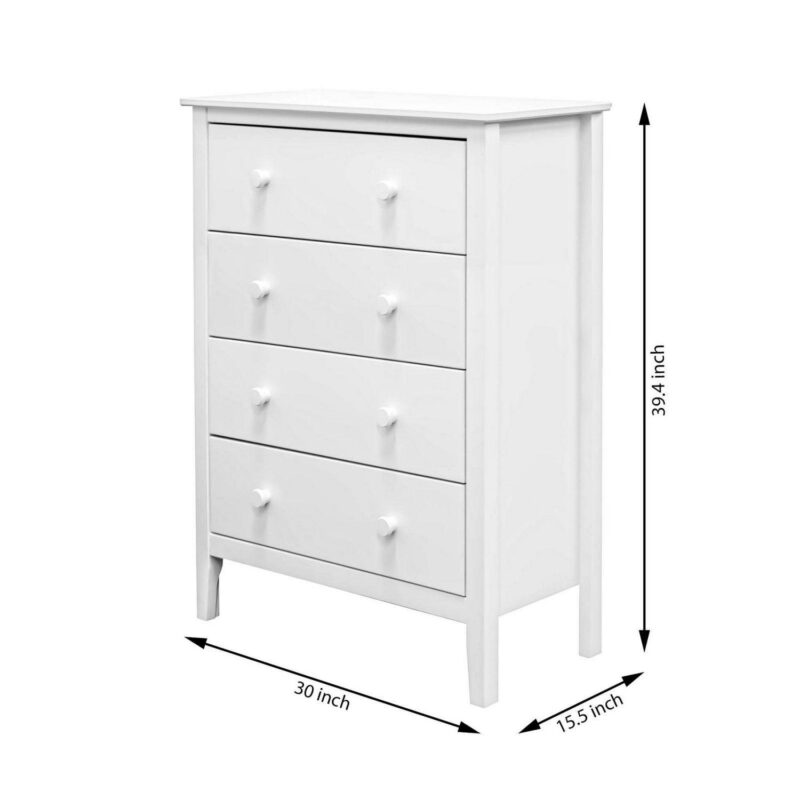 Adeptus Solid Wood Easy Pieces 4 Drawer Chest of Drawers - White - Image 9
