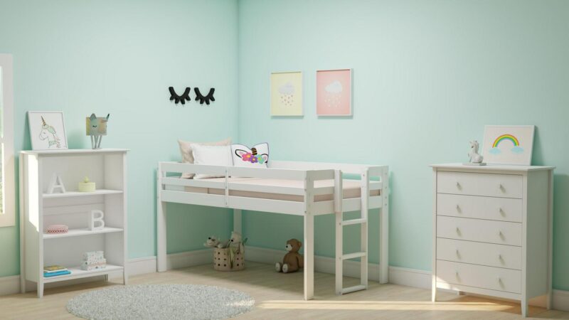 Alaterre Furniture Simplicity 48  Wood 3-Shelf Bookcase in White - Image 3