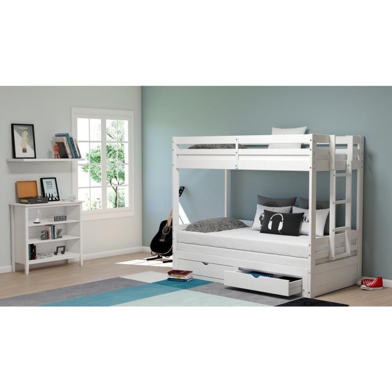 Alaterre Furniture Simplicity Kids Under Window Bookcase, Durable Brazilian Pine and Pine Veneer, Adjustable Shelves, White - Image 4