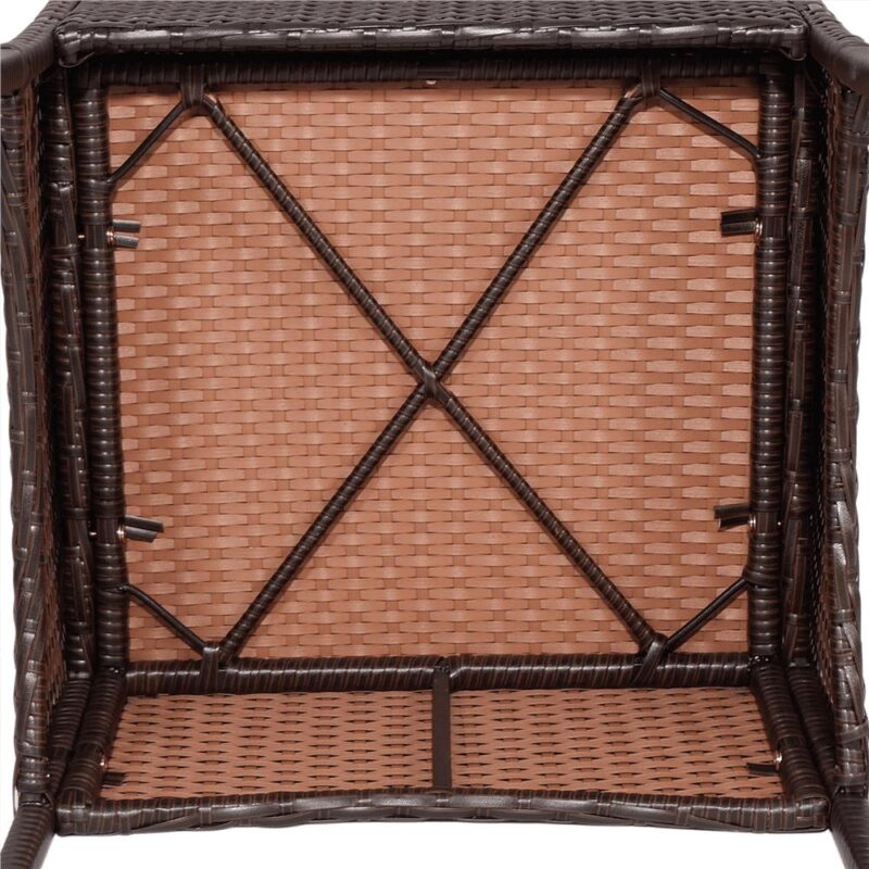 Alden Design 3 Pieces Patio Suit Rattan PE Wicker Chairs and Table for Bistro Backyard Porch Outdoor Garden, Brown - Image 5