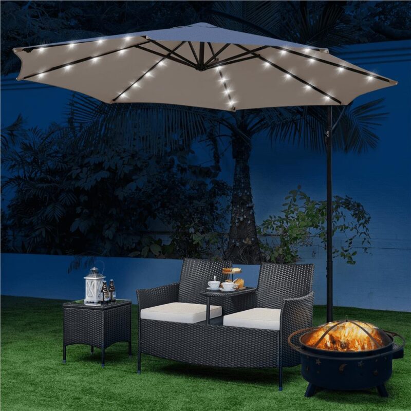 Alden Design Wicker Patio Conversation Furniture Double Chairs with Side Table for Garden, Black - Image 8