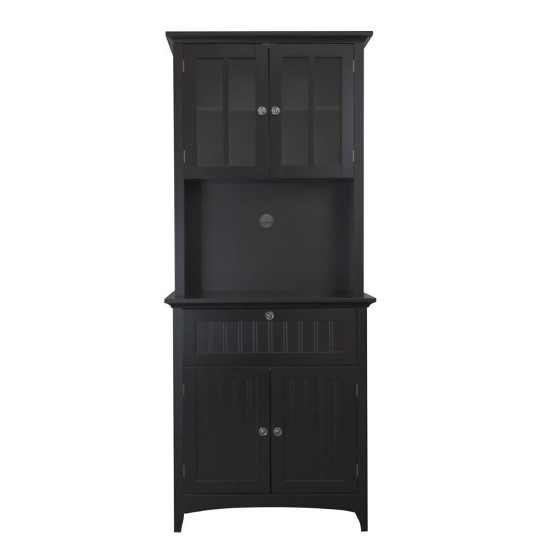 American Furniture Classics OS Home and Office Model 25604, 70.25 inch High Wooden Buffet and Hutch with Framed Glass Doors and Drawer Finshed in Black - Image 10