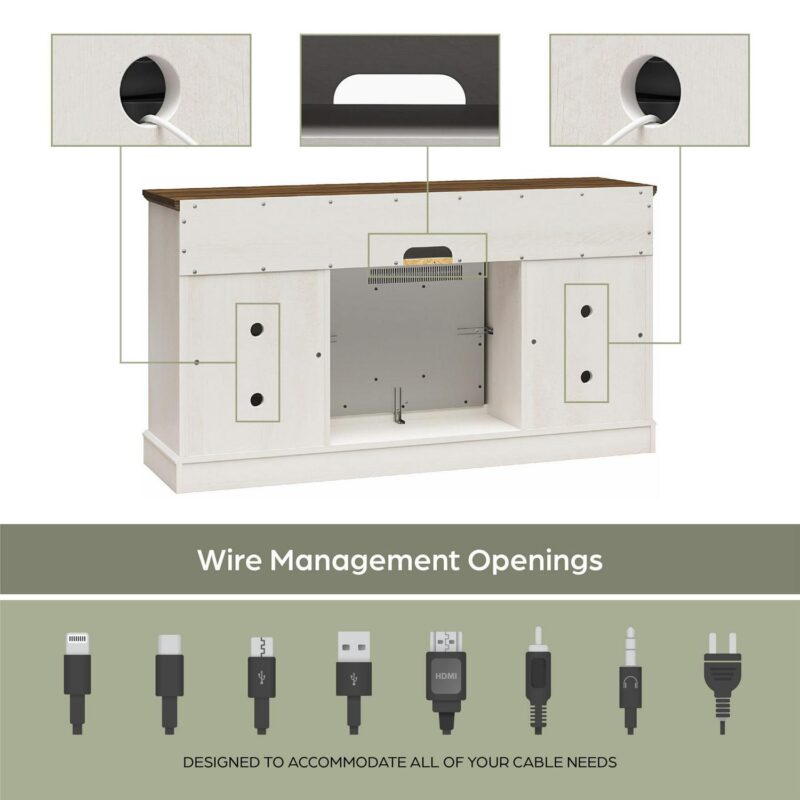 Ameriwood Home Ashton Lane Electric Fireplace TV Stand for TVs up to 65 , Magnolia Oak/Columbia Walnut - Image 25