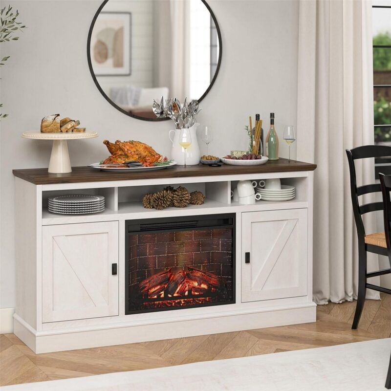 Ameriwood Home Ashton Lane Electric Fireplace TV Stand for TVs up to 65 , Magnolia Oak/Columbia Walnut - Image 21