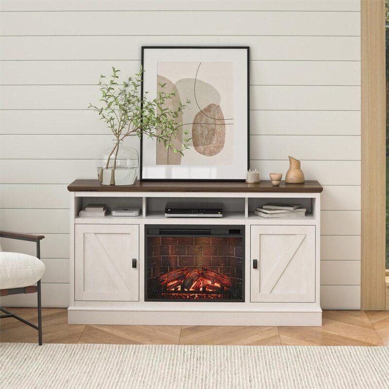 Ameriwood Home Ashton Lane Electric Fireplace TV Stand for TVs up to 65 , Magnolia Oak/Columbia Walnut - Image 7