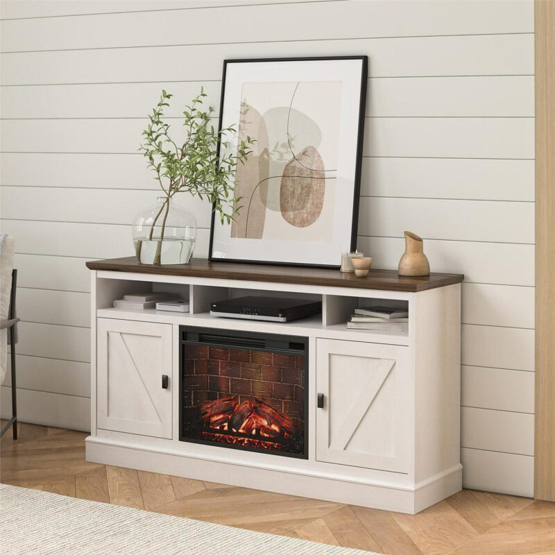 Ameriwood Home Ashton Lane Electric Fireplace TV Stand for TVs up to 65 , Magnolia Oak/Columbia Walnut - Image 5